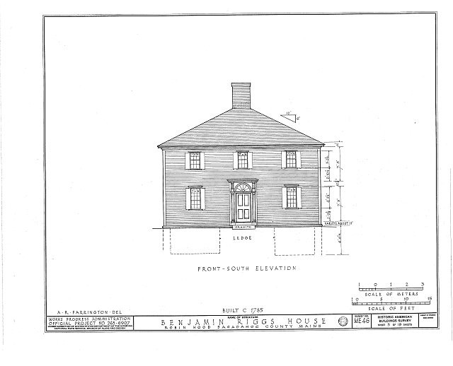 Photo:Robinhood Maine Benjamin Riggs House 1785 HABS Front South Elevation
