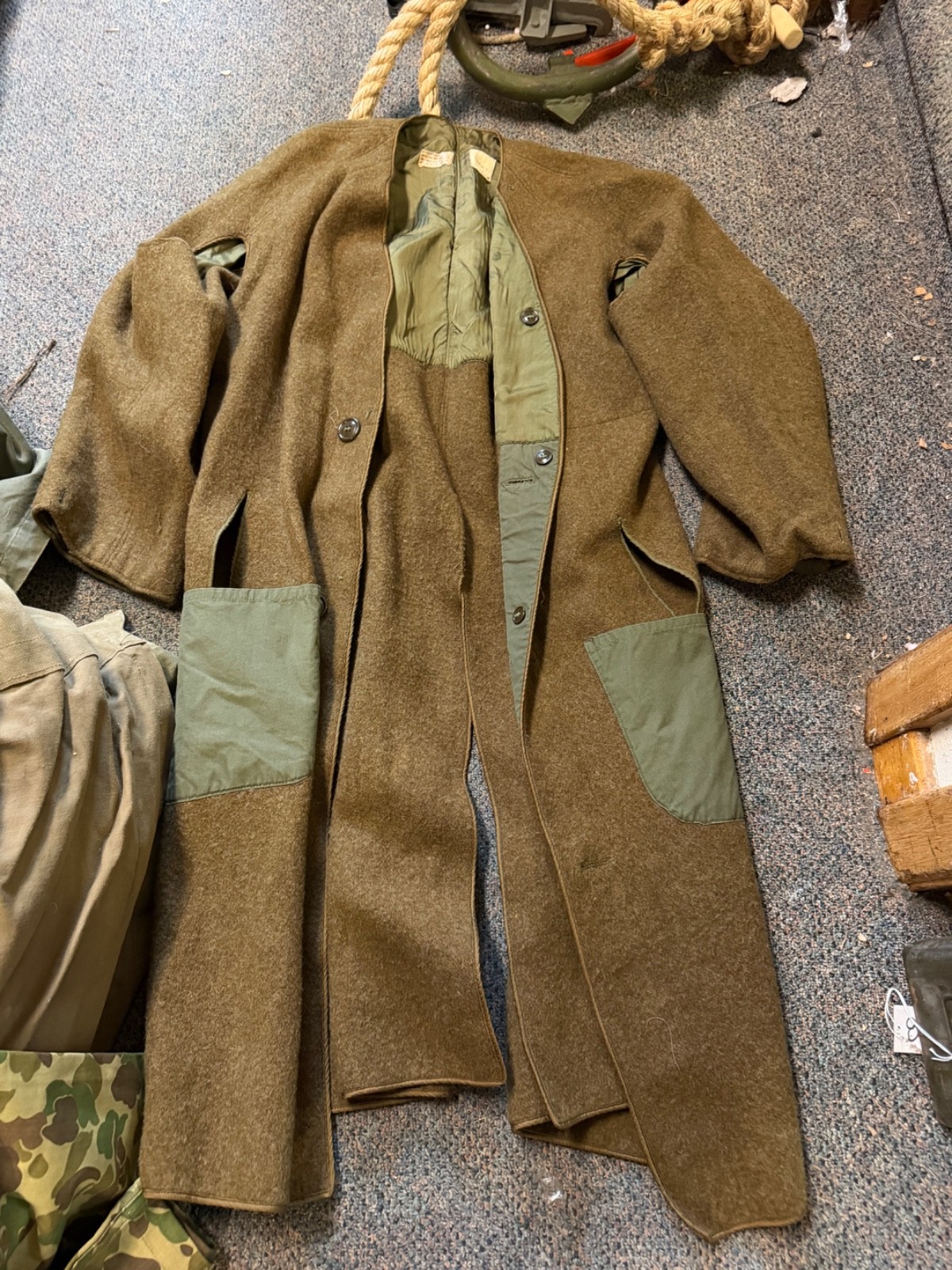 ORIGINAL WWII US ARMY WINTER M1938 GREATCOAT OVERCOAT LINER INSERT- LARGE LONG