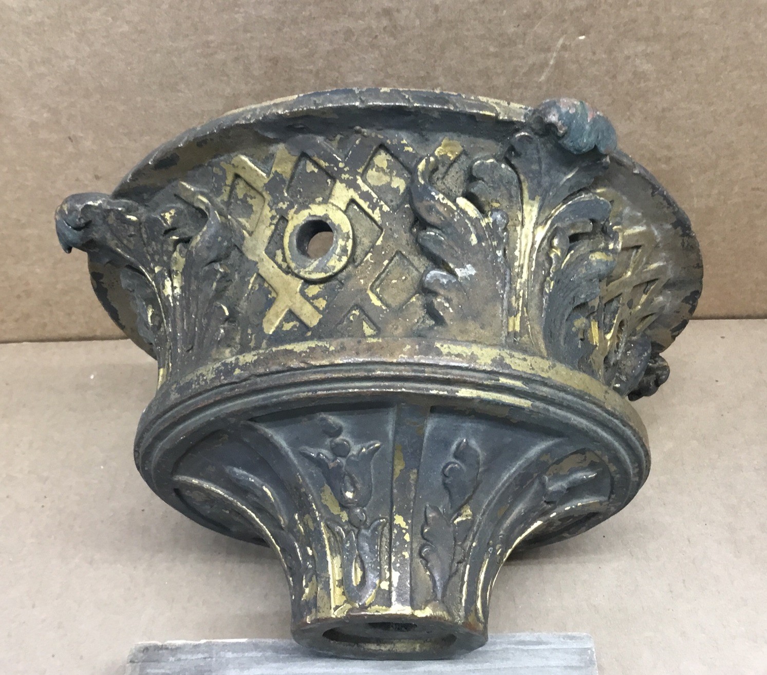 Ornate Victorian Art Deco Hollow Cast Metal Lamp Base Part Marked NOVO BRONZE Ornate Victorian Art Deco Hollow Cast Metal Lamp Base Part Marked NOVO BRONZE