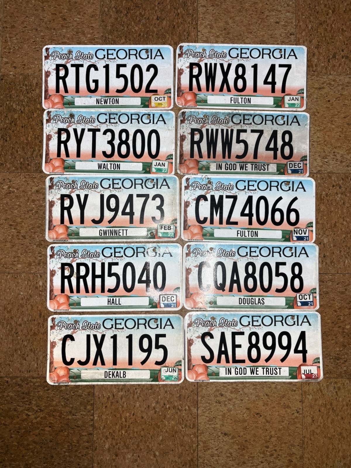 Bulk Lot of 10 Georgia License Plate Plates Peach State GA Crafts Expired