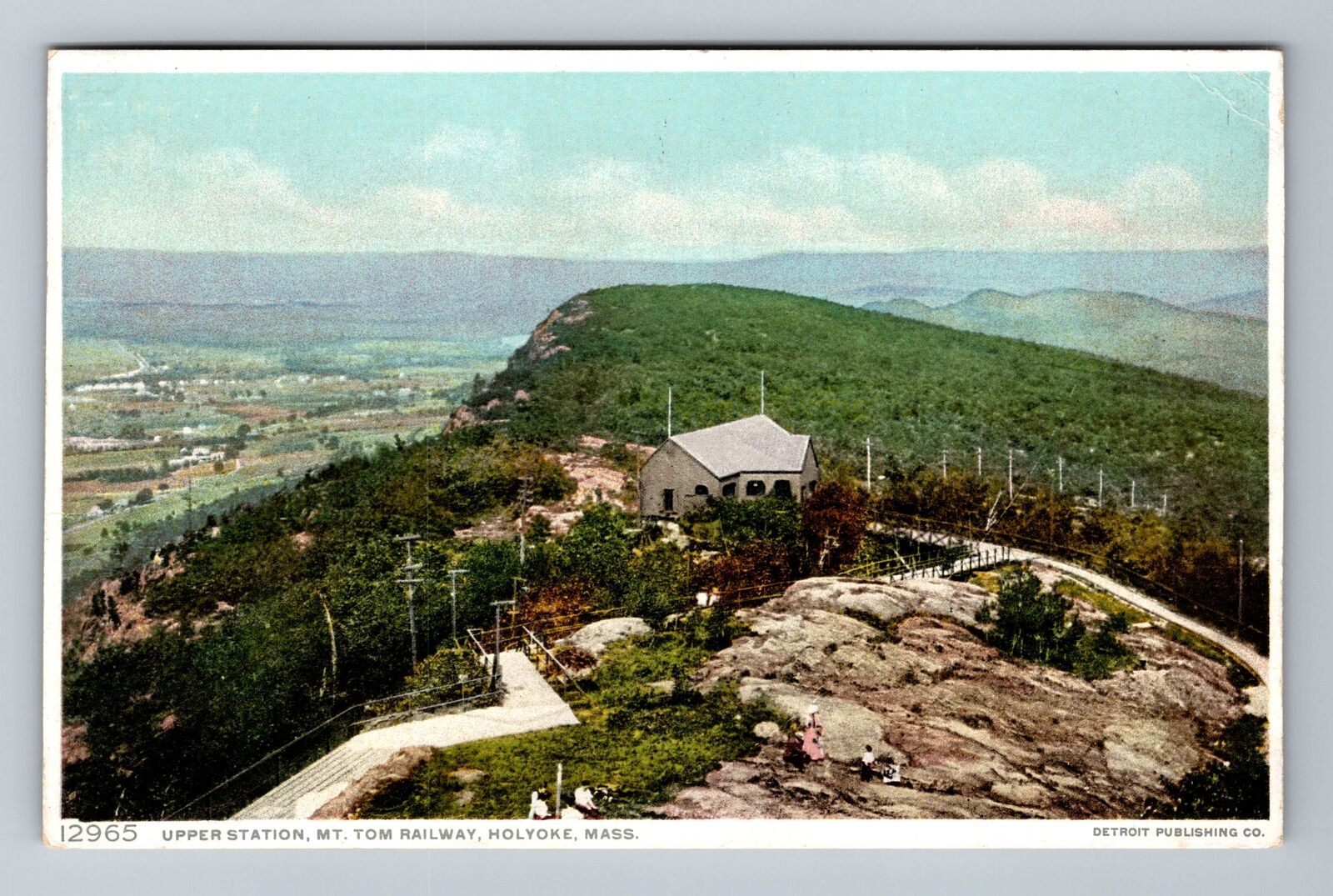 Holyoke MA-Massachusetts, Upper Station, Mt Tom Railway, Vintage Postcard