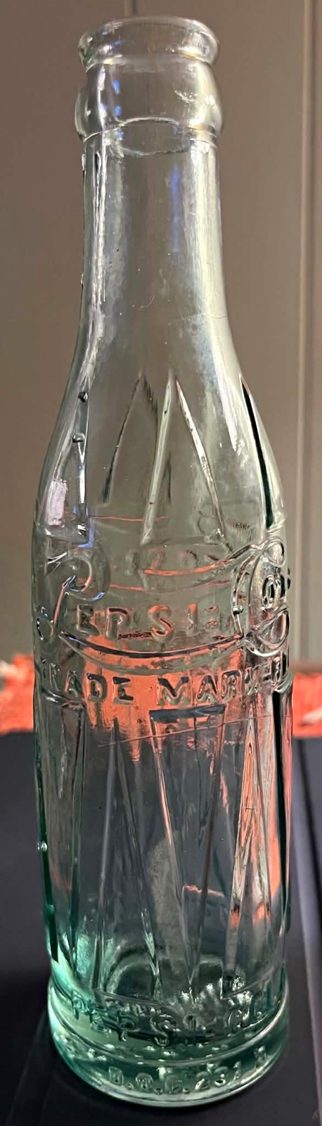 Rare 1920's Pepsi-Cola Soda Drum Bottle 6 1/2 fl oz Clear Glass, Suffolk, VA