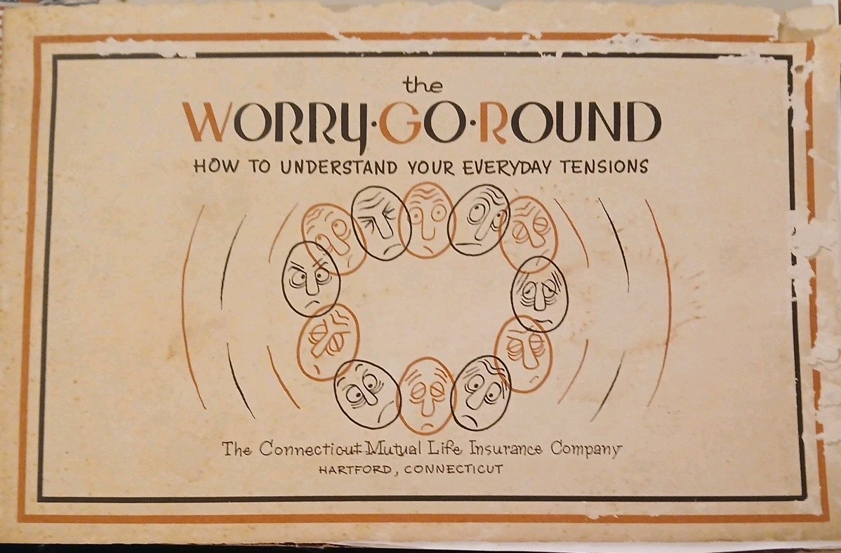 Vtg. Connecticut Mutual Life Ins. Book The Worry-Go-Round Advertising Print 1955