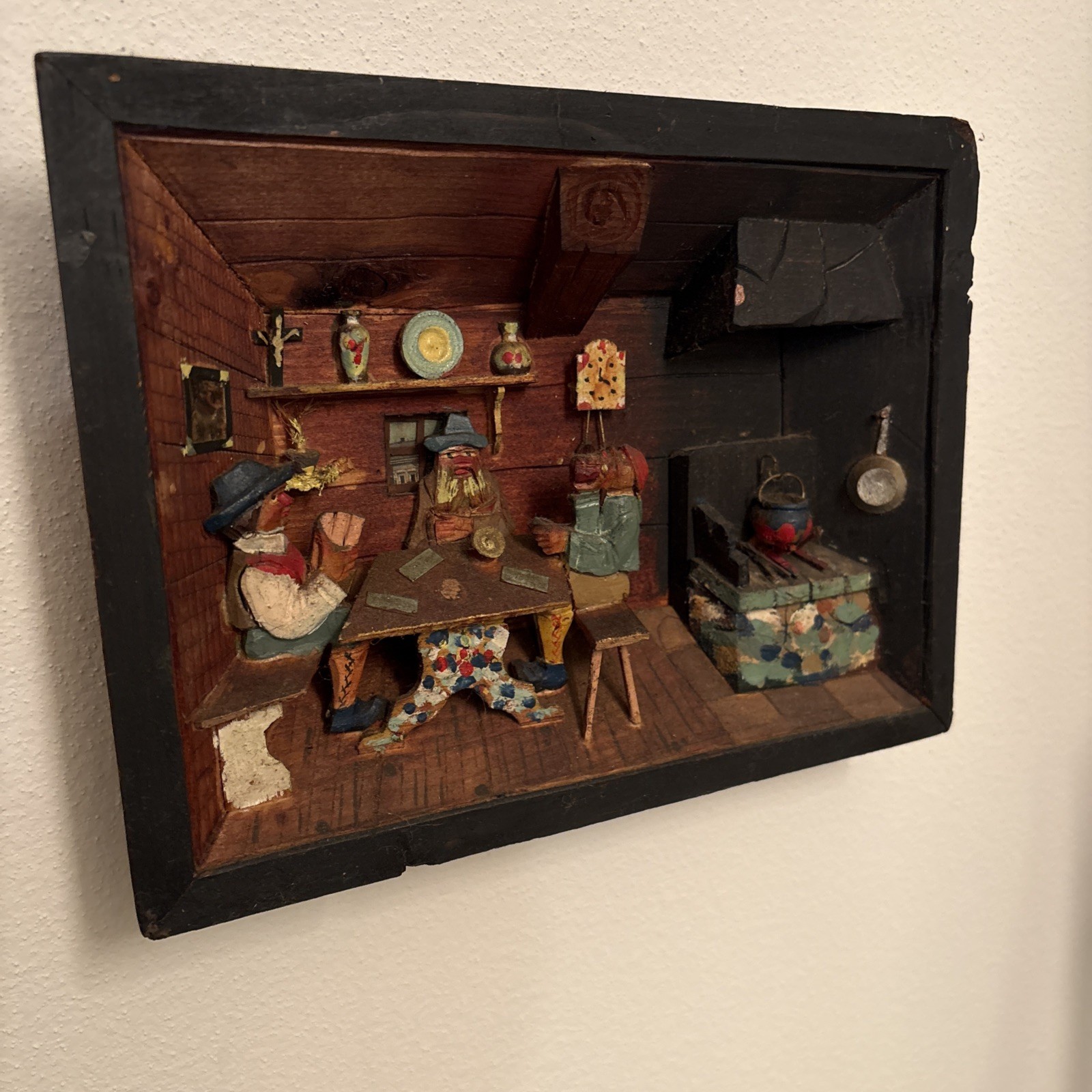 VTG. EUROPEAN GERMAN FOLKART DIORAMA SHADOWBOX 