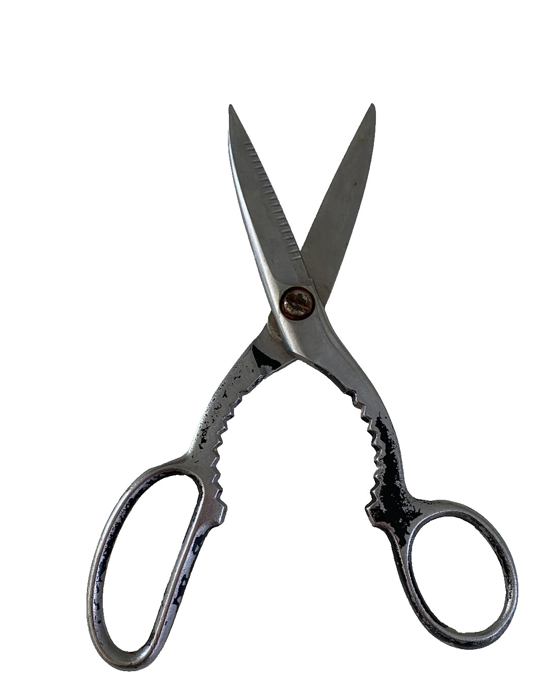 Vintage Kitchen Shears Poultry Scissors 8\'\' Bottle Jar Opener Black Handle Vintage Kitchen Shears Poultry Scissors 8\'\' Bottle Jar Opener Black Handle