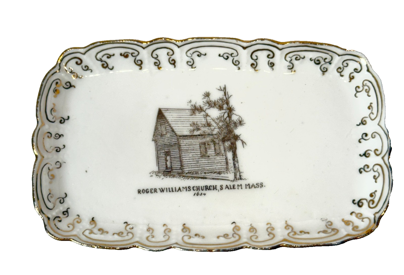 ROGER CHURCH - SALEM MA Massachusetts BIRD Souvenir ANTIQUE TRINKET DISH