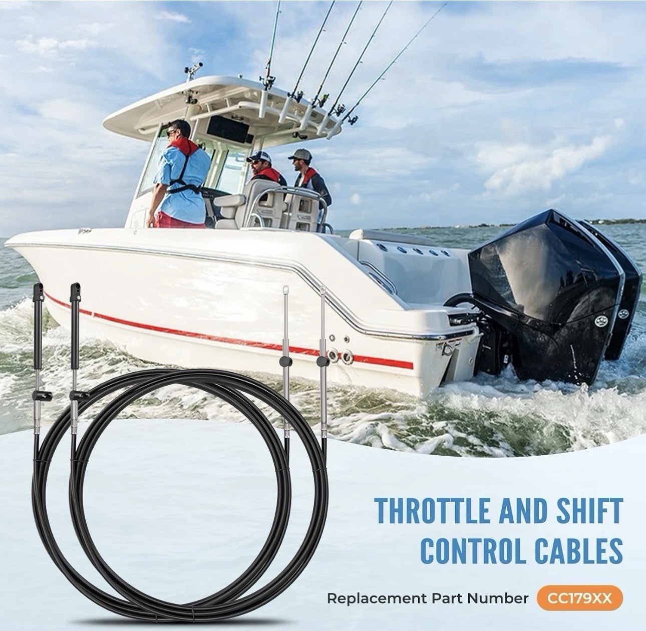 2Pcs Gen1/Gen2 Boat Throttle and Shift Cables for Mercury Outboard Engine 2Pcs Gen1/Gen2 Boat Throttle and Shift Cables for Mercury Outboard Engine
