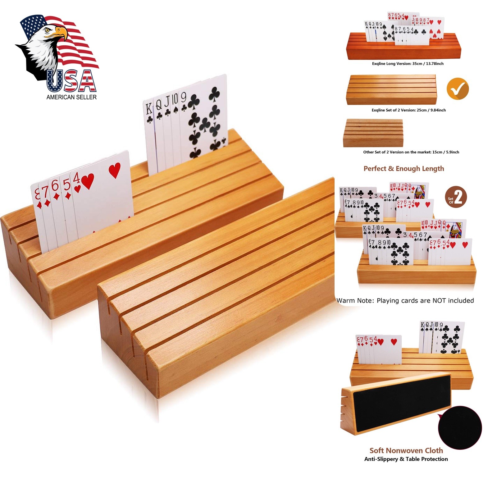 Exqline Wood Playing Card Holders Set of 2 Exqline Wood Playing Card Holders Set of 2