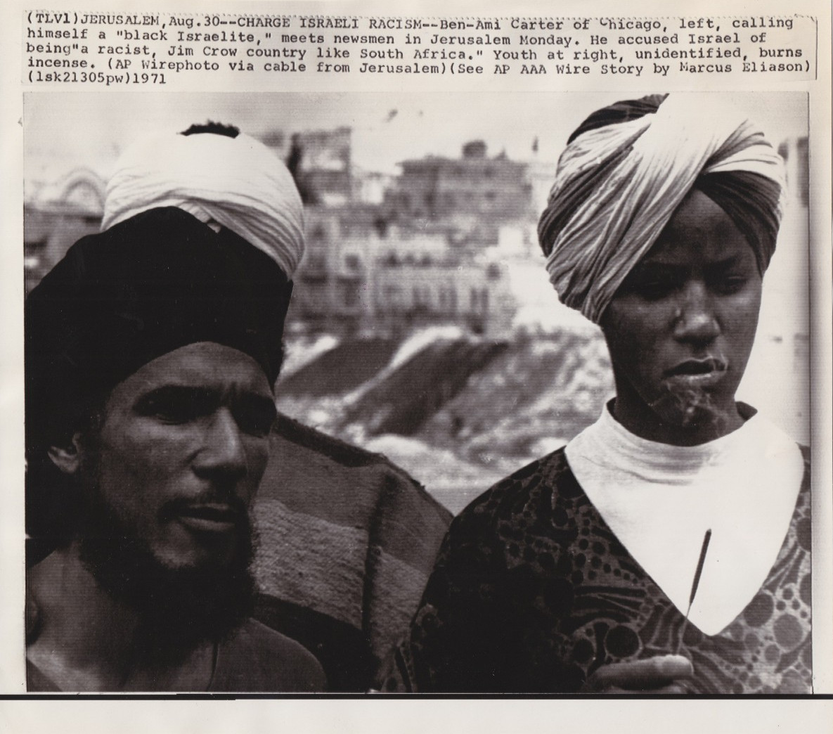 1971 Press Photo Black Hebrew Leader Ben-Ami Carter Calls Israel Racist