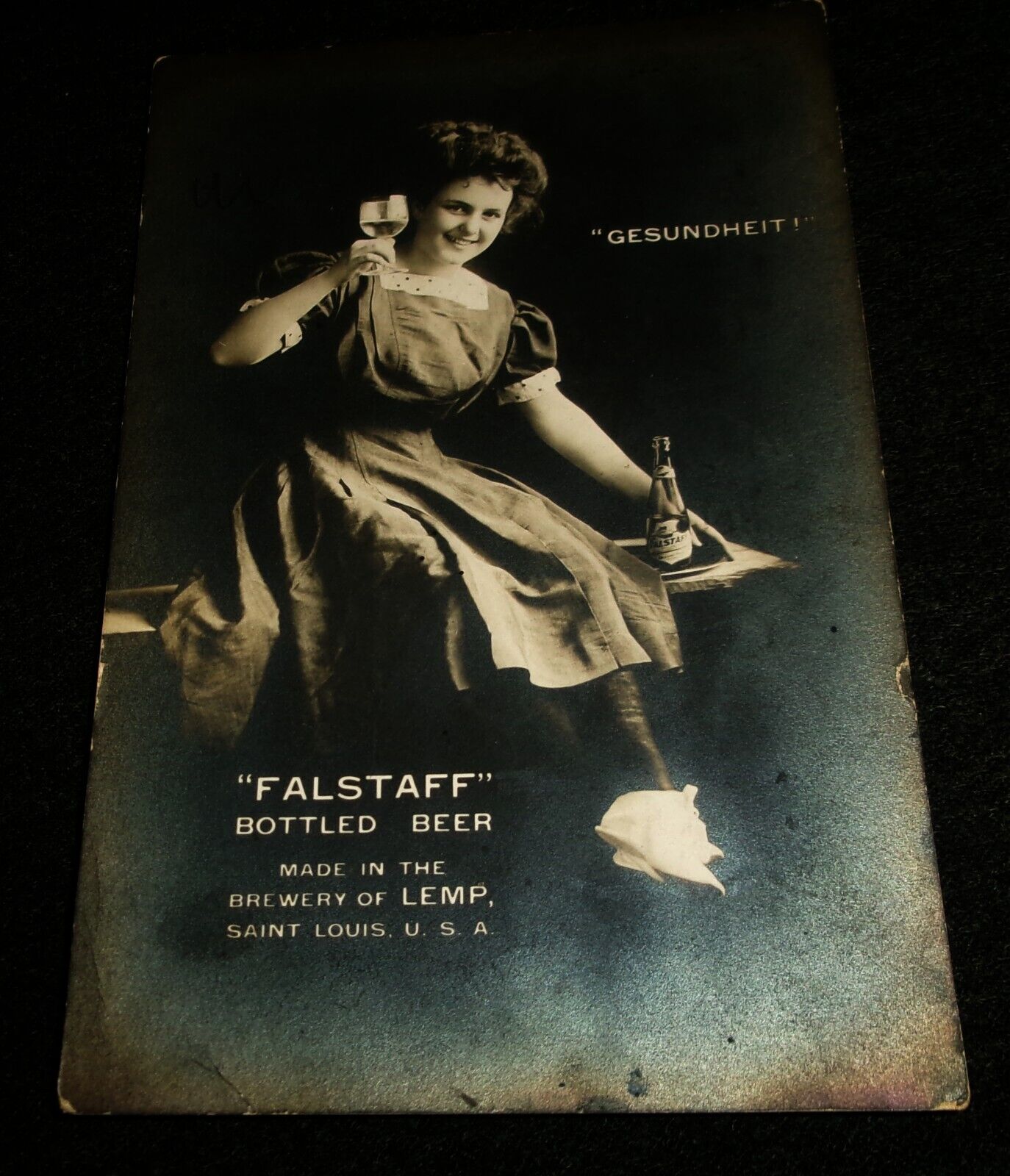 Pre Pro Falstaff Beer, Beautiful Woman, Real Photo Vintage Pre Pro Postcard