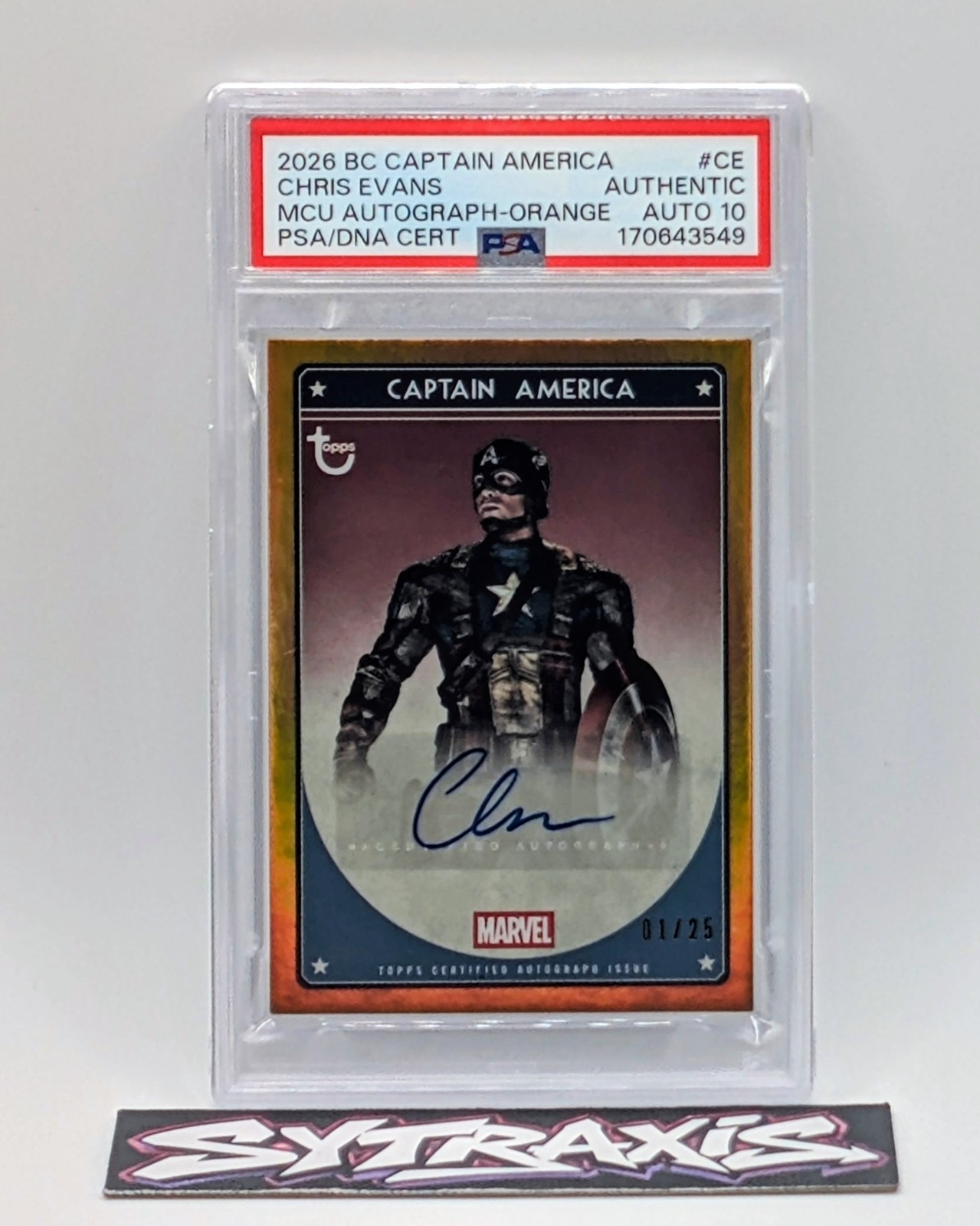 2026 Topps Marvel BC Captain America Chris Evans Auto PSA Authentic Auto 10 1/25