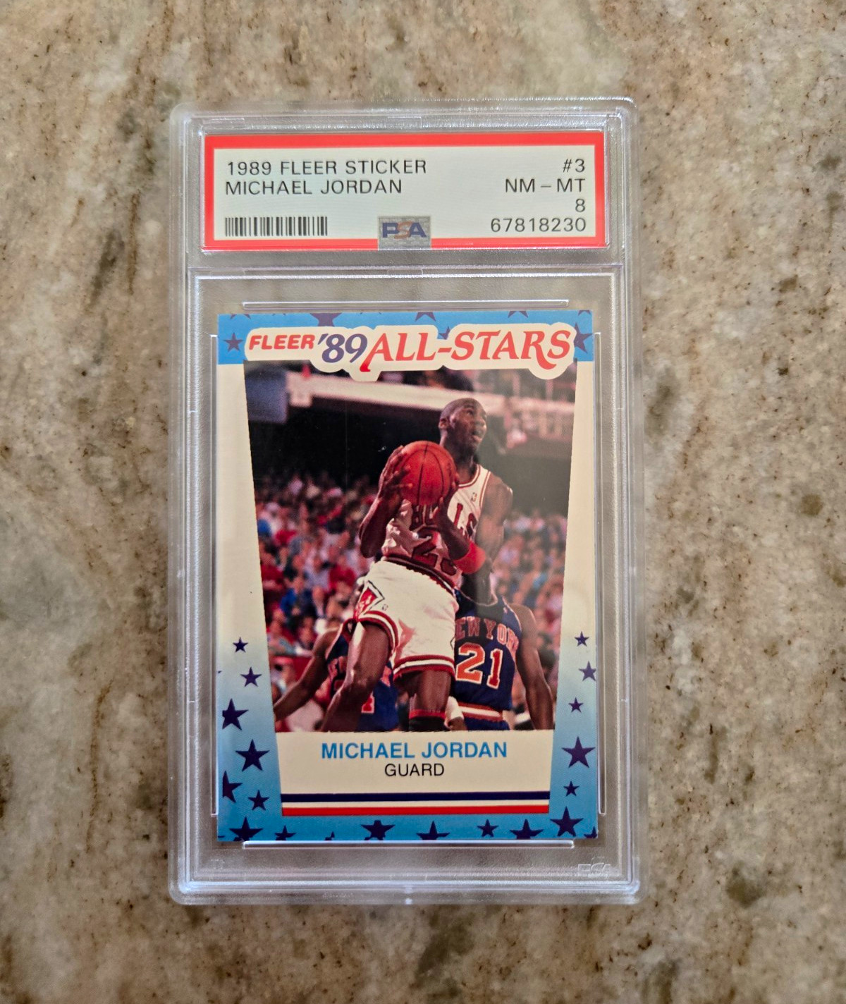 Fleer 1989 All-Stars Sticker #3 Michael Jordan PSA 8 Graded Card