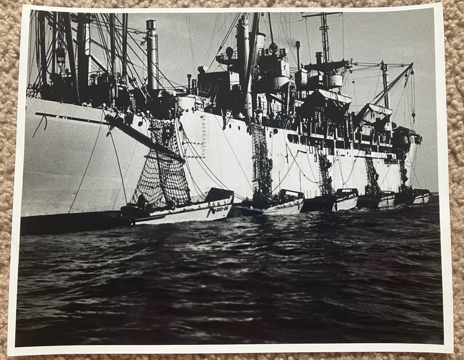 Vtg  1940\'s Original B&W Photo USS Okanogan APA 220 US Navy Ship Vessel 8x10