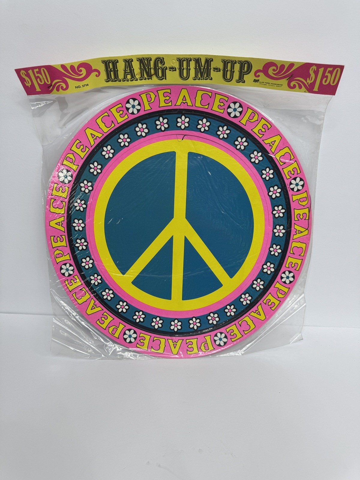 Vintage 1970s Peace Sign Paper Mobile NOS Sealed Allied Psychedelic Flower Power