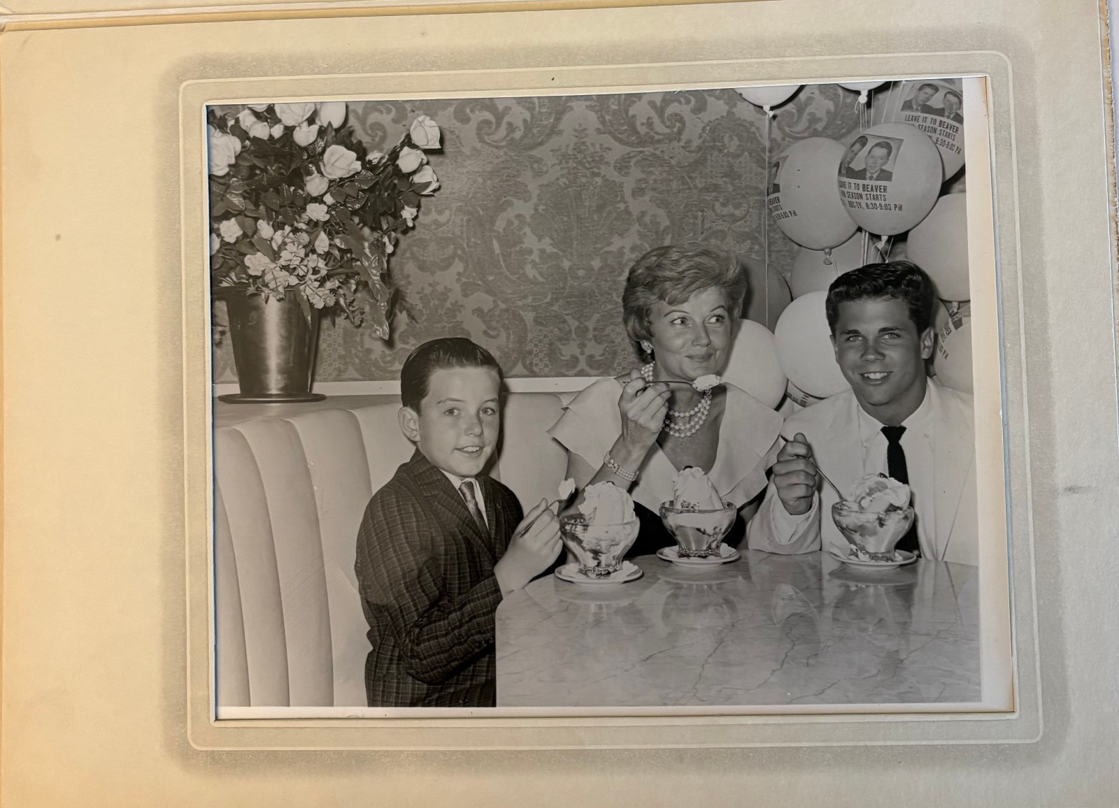 VINTAGE 8X10 B&W photograph of Tony Dow & Jerry Mathers & Barbara