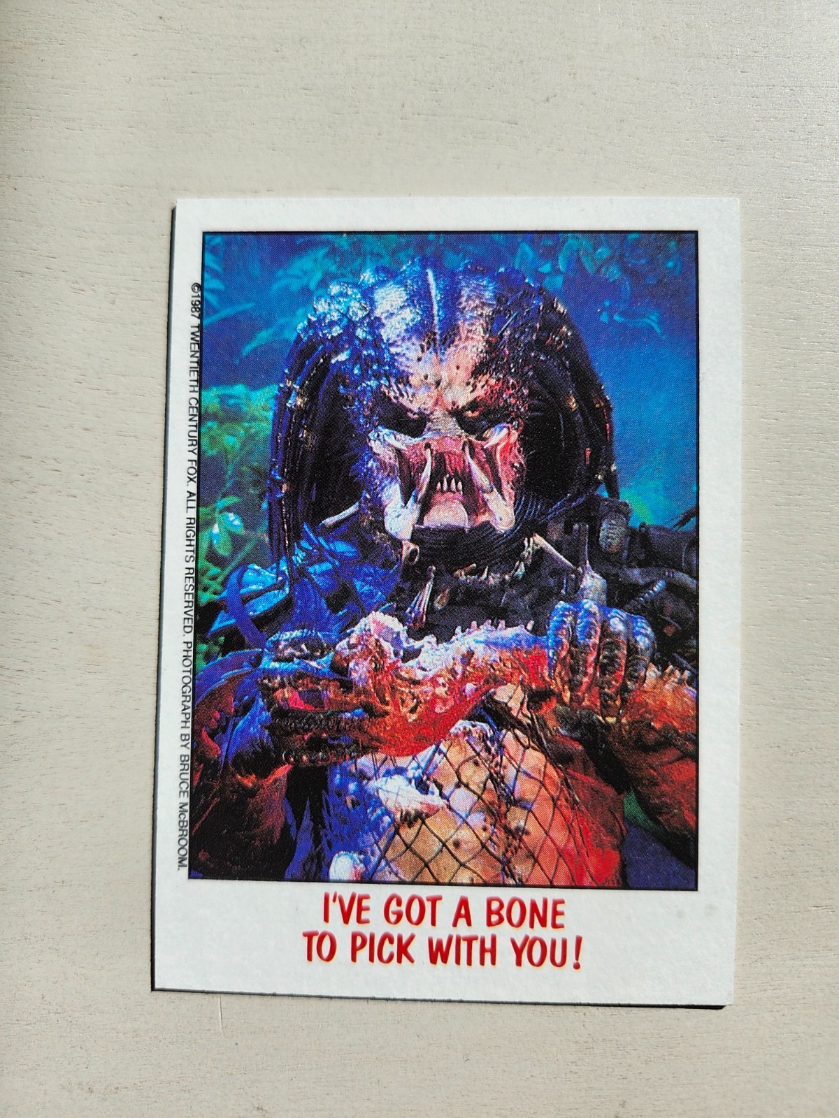 Predator RARE Vintage 1987 Topps Fright Flicks Card Got A Bone 88 Schwarzenegger