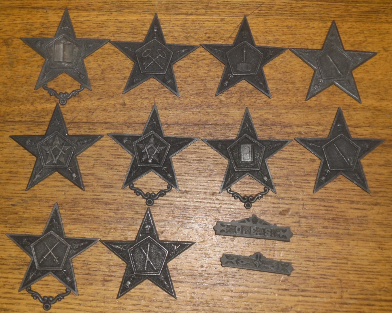 10 Vintage / Antique Ames Sword Co. Foundry Pattern Eastern Star Officer Badges 10 Vintage / Antique Ames Sword Co. Foundry Pattern Eastern Star Officer Badges