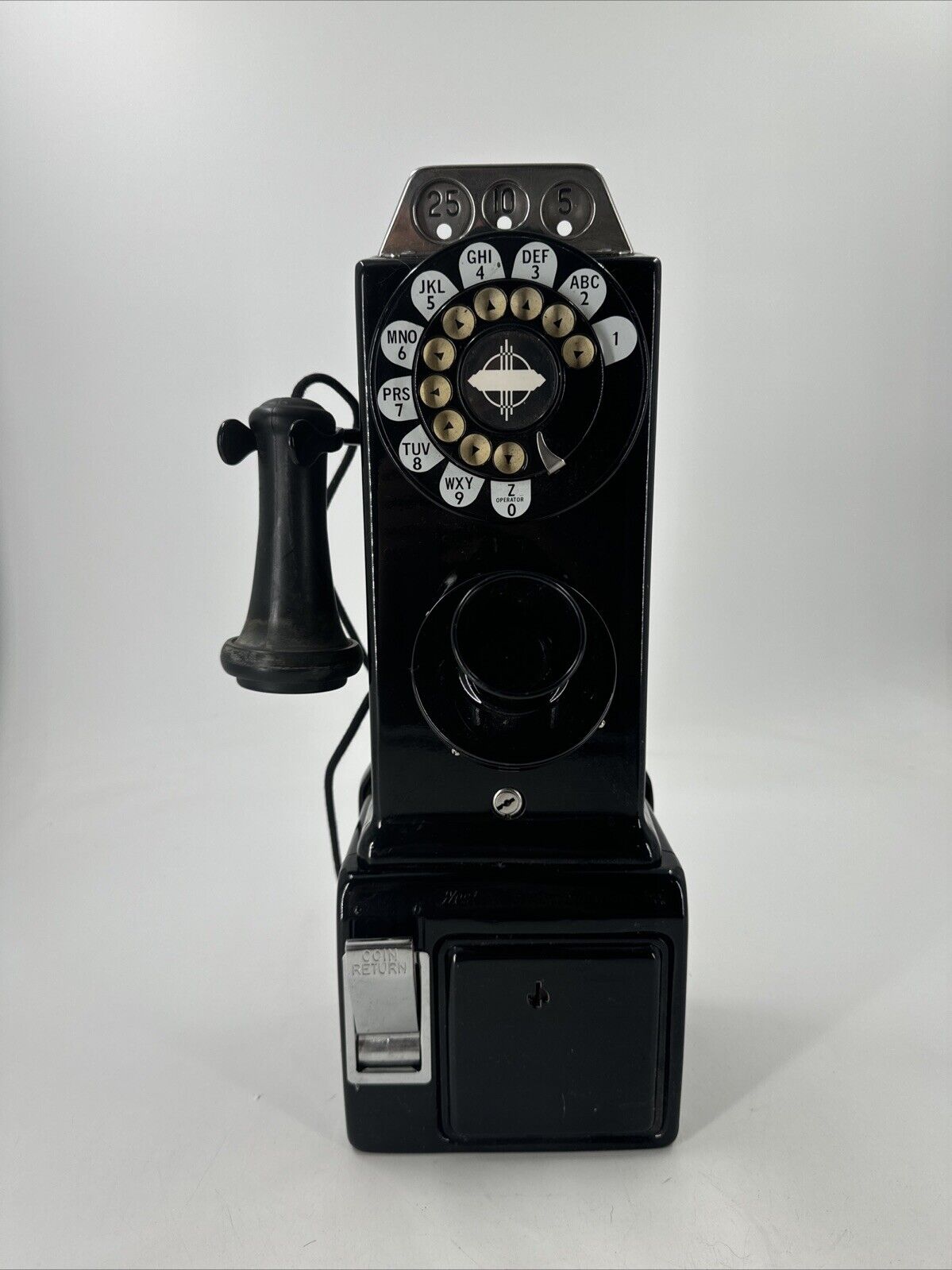 Western Electric Pay Telephone 3 Coin Slot Black Restrored Works No Keys
