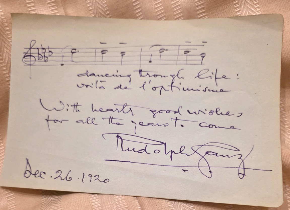 Rudolph GANZ / Autograph Musical Quotation 1920