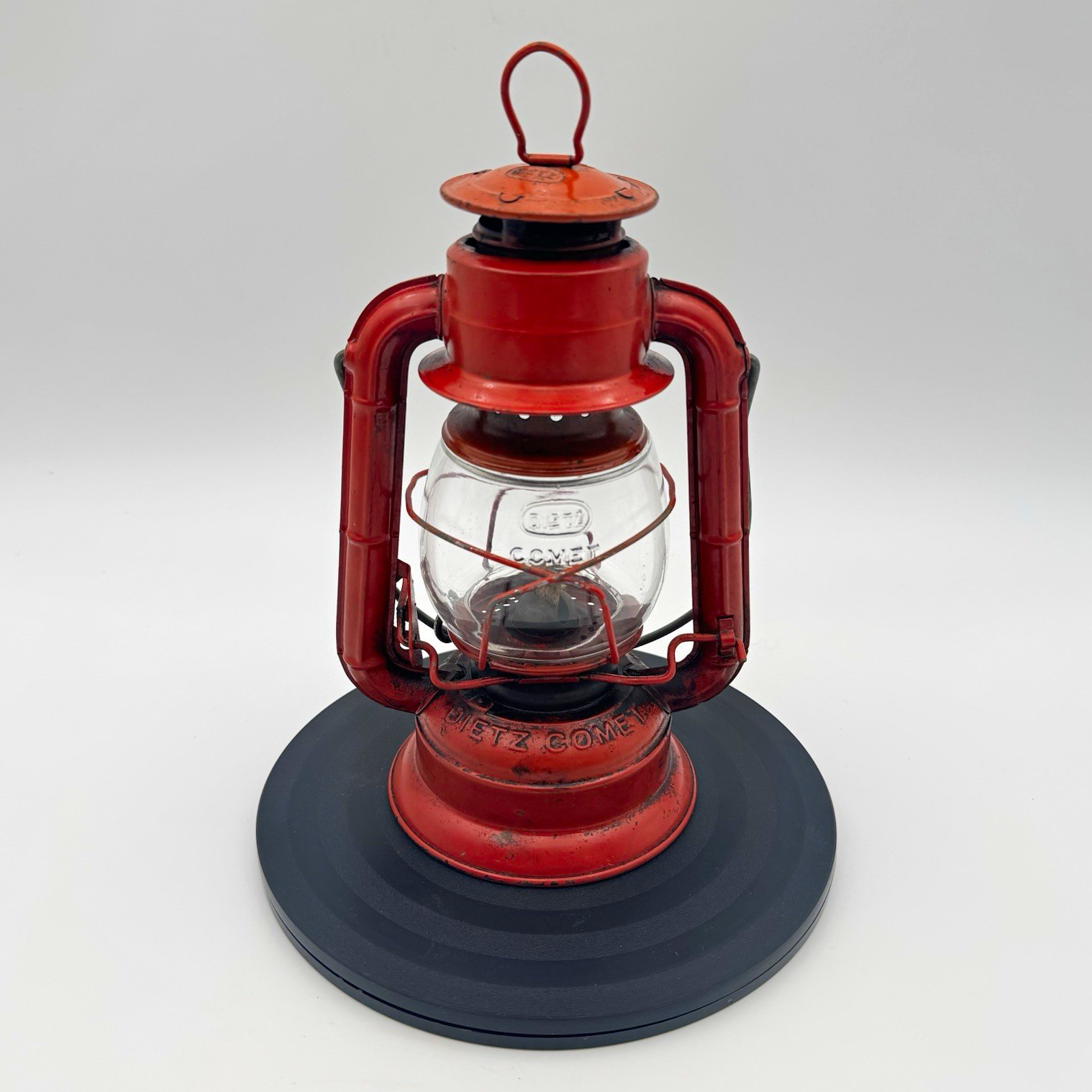 Vintage Dietz Comet No 50 Red Kerosene Oil Lantern USA Glass Globe WORKS