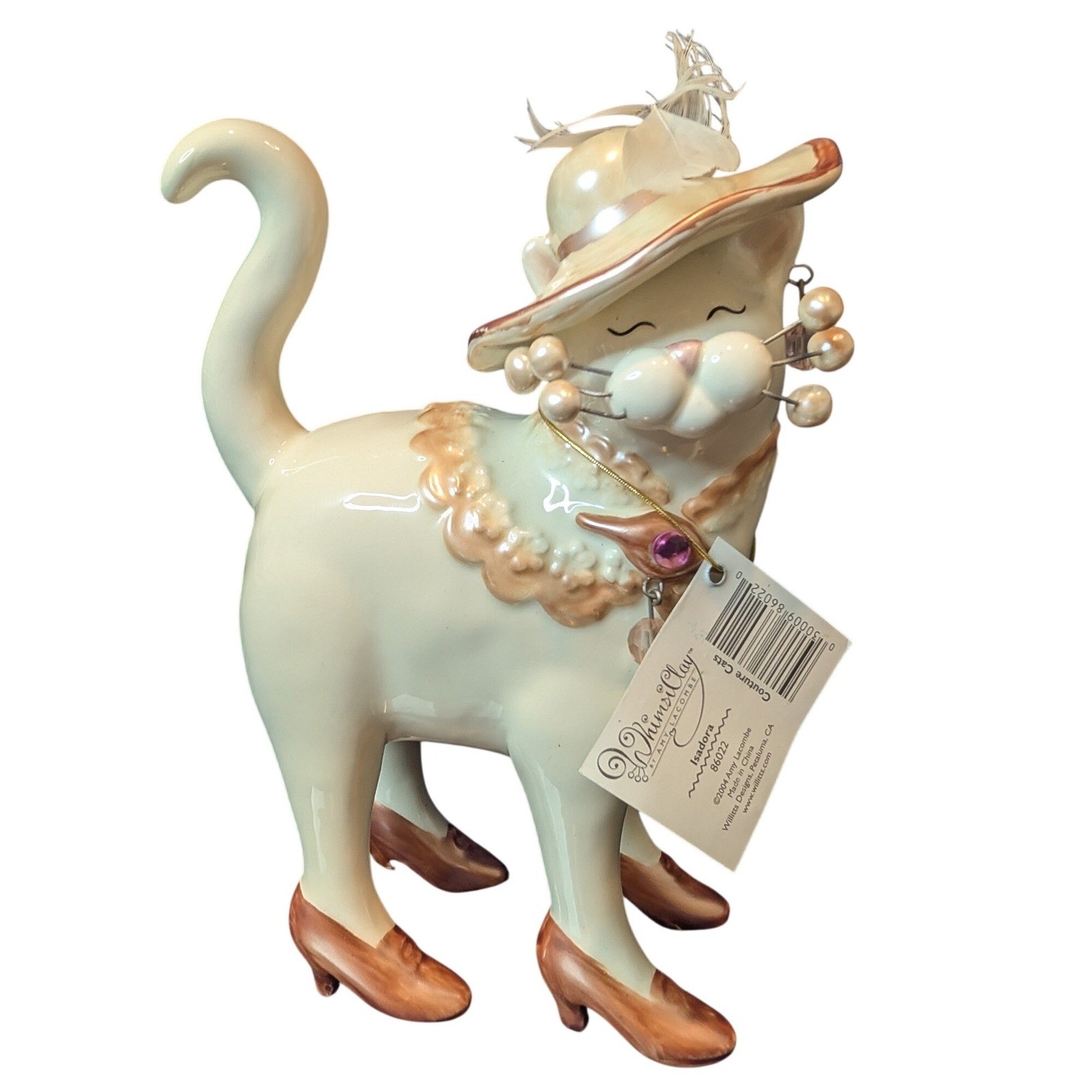 WhimsiClay Amy Lacombe Isadora Couture Cat Figurine 86022 Willitts 2004 Vintage