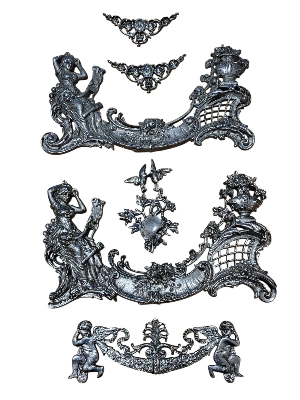 6 Antique Brass Decorative Furniture Pieces Figurative Ornaments  8.8 lbs (4 kg)