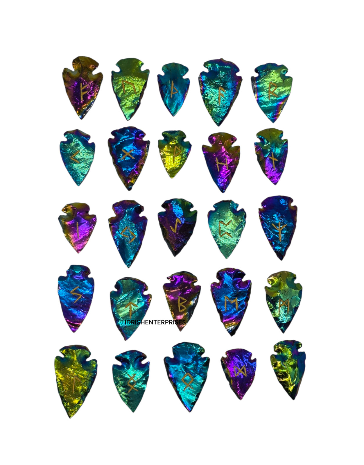 Handmade Titanium Arrowhead Rune Set- 25Pc Viking Norse Divination Set.