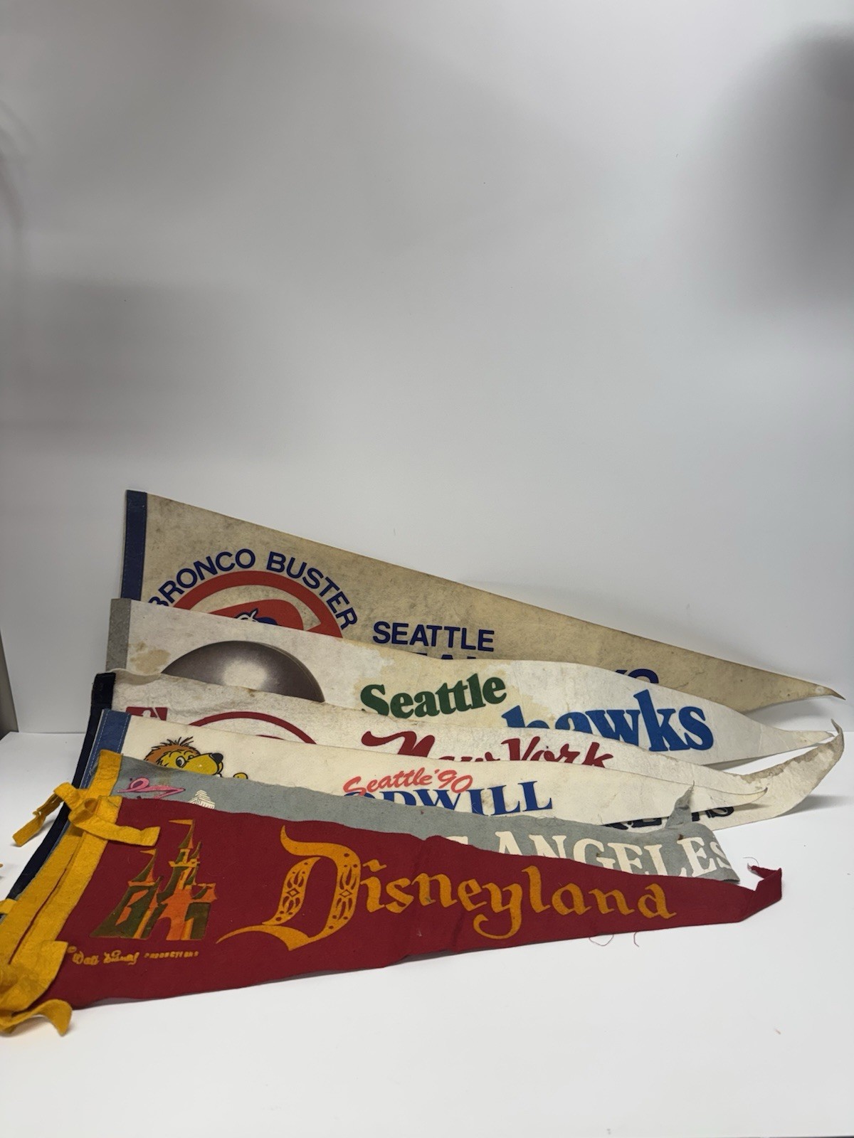 Vintage Lot Of 6 Old Pennant Flag Banners 