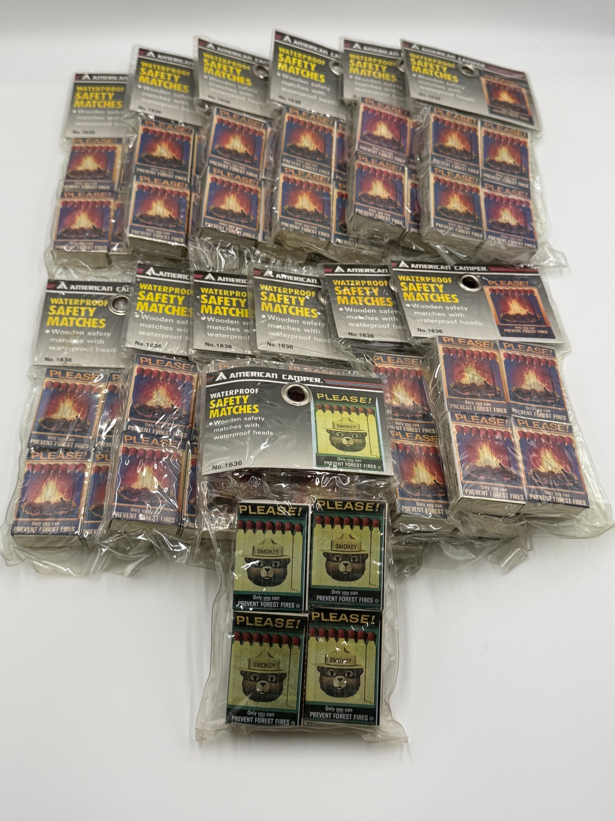 Vintage American Camper No. 1636 Safety Matches 52 Boxes Smokey Bear NOS