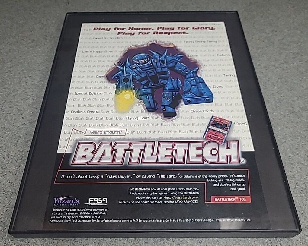 Battletech TCG WoTC Print Ad 1997 Framed 8.5x11 