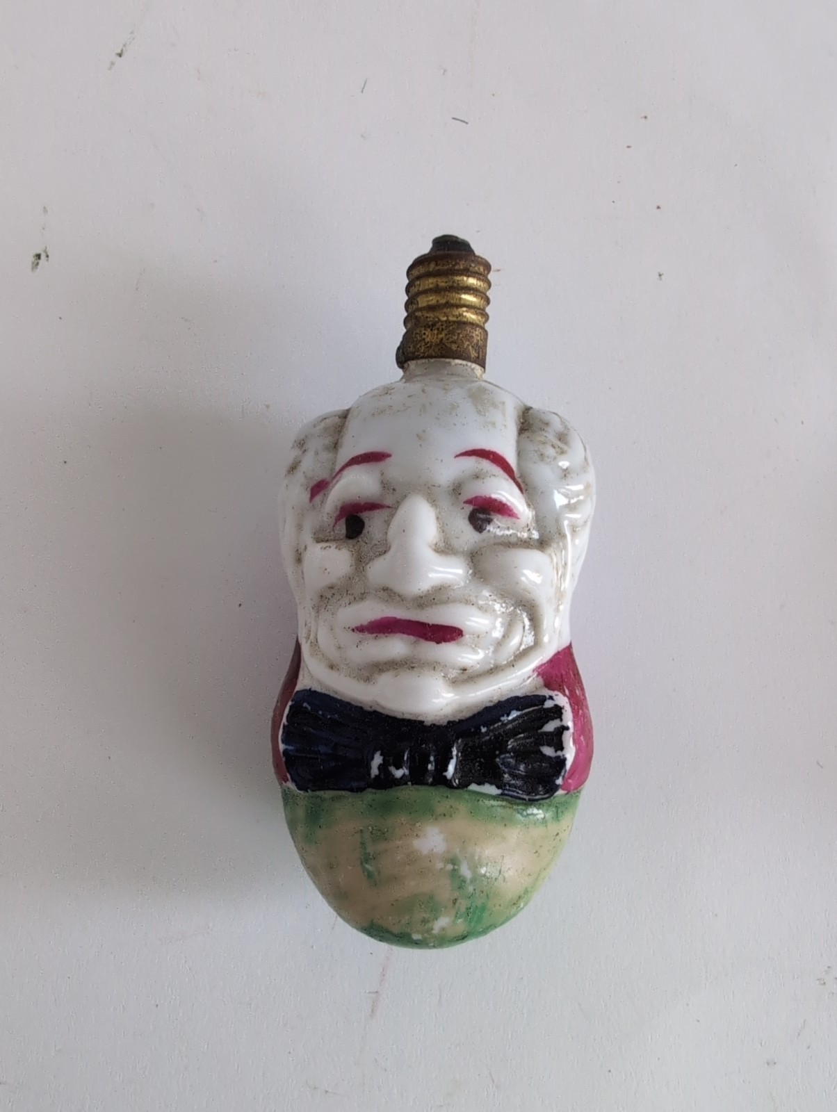 Vintage 1930s John Bull Light Bulb Milk Glass Christmans Bulb British Character
