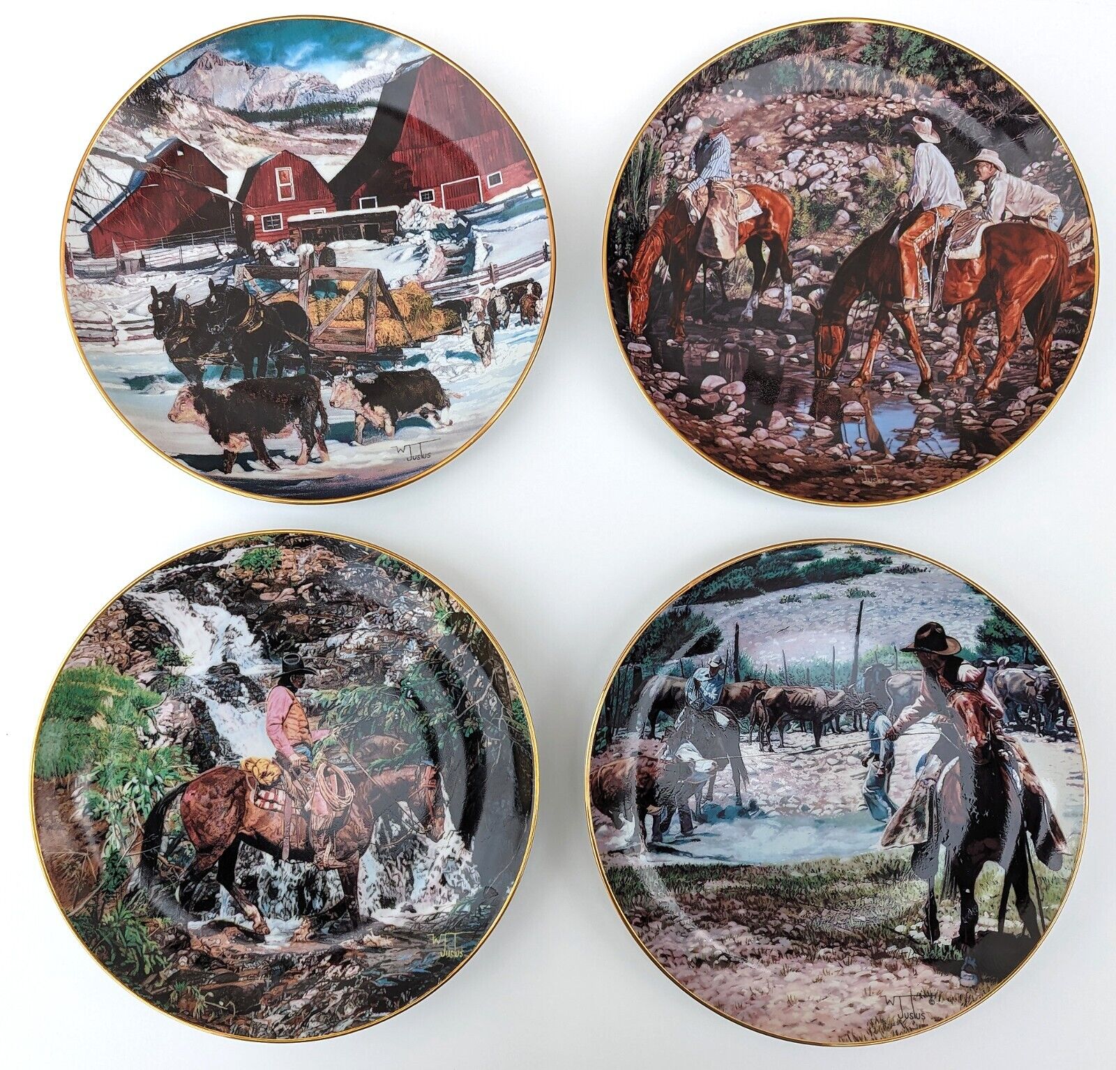 Set of 4 Life On The Range Collector Plates Danbury Mint by Wayne Justus