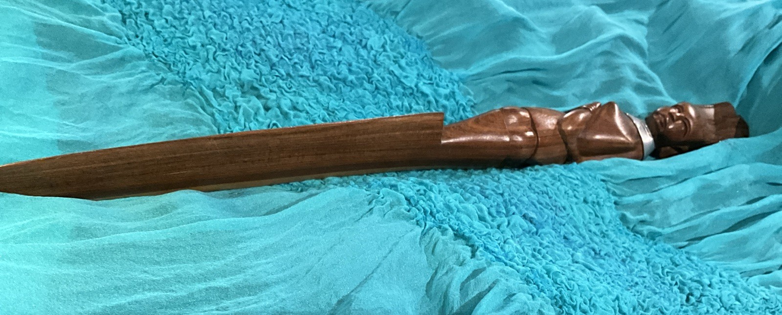 Vintage 15-1/2” Hand Carved Wooden African Tribal Letter Opener Paper Knife