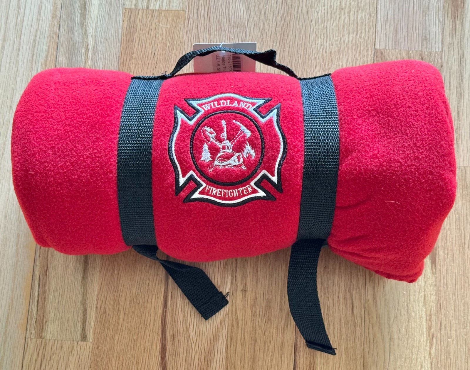Embroidered Wildland Firefighter fleece throw with carry handle