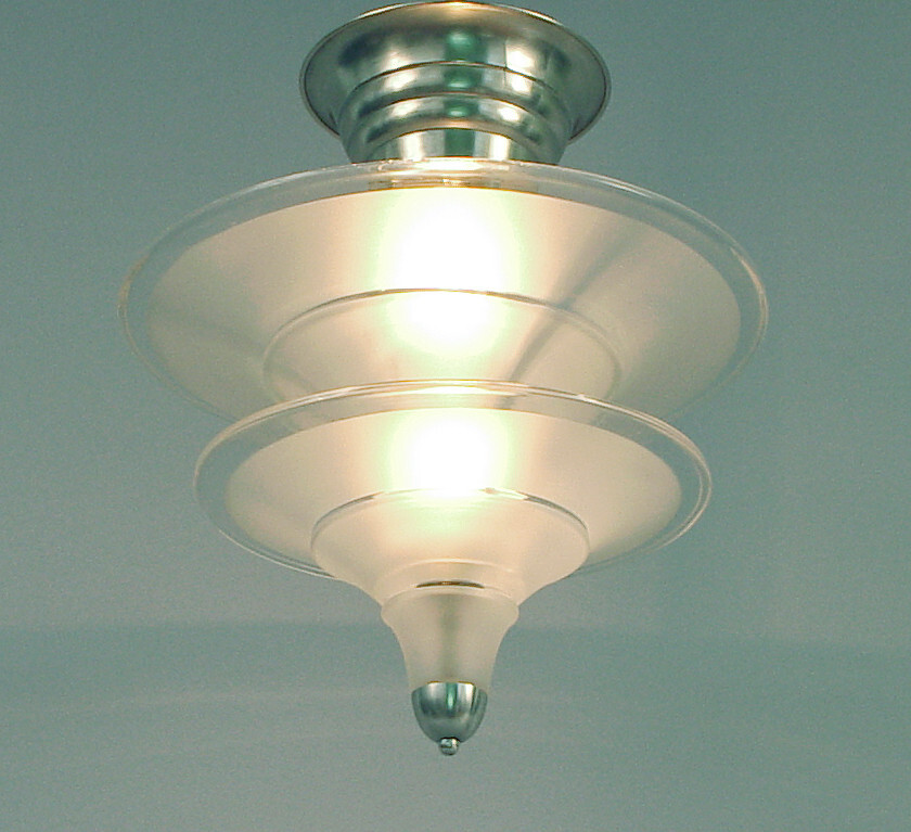 1930s French Modernist Art Deco Flush-Mount Plafonnier Parisian Atelier Petitot