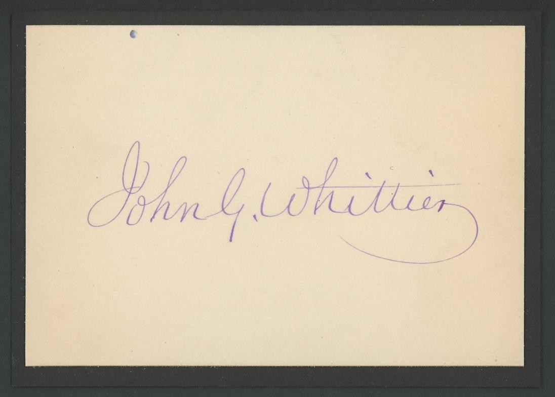 JOHN GREENLEAF WHITTIER (1807-1892) autograph cut | Fireside Poet - signed
