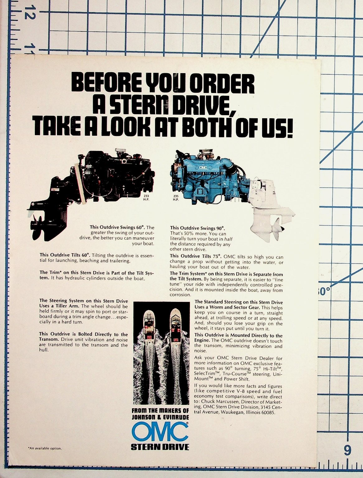 Vintage OMC Stern Drive Johnson Evinrude Marine Engine Boat Ad Ephemera Vintage OMC Stern Drive Johnson Evinrude Marine Engine Boat Ad Ephemera
