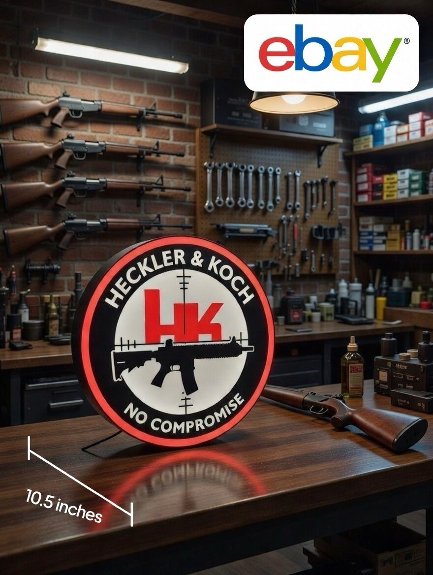 Heckler & Koch - No Compromise Light Up LED Neon Sign - H&K Shooting Rifle 2a