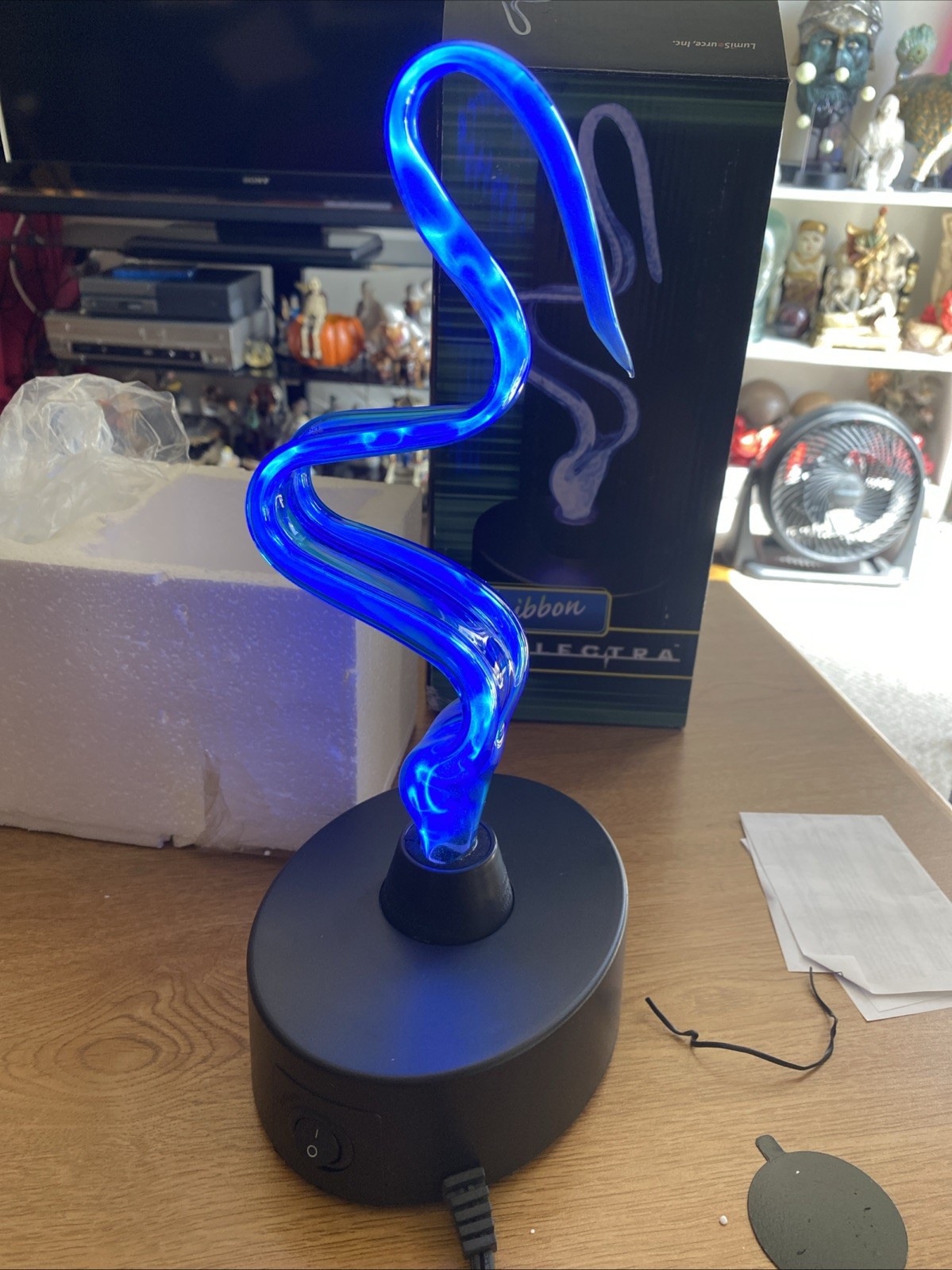 Mini Ribbon Electra Blue Art Lamp Light. Vintage Spencer’s? Light Up. Rare.
