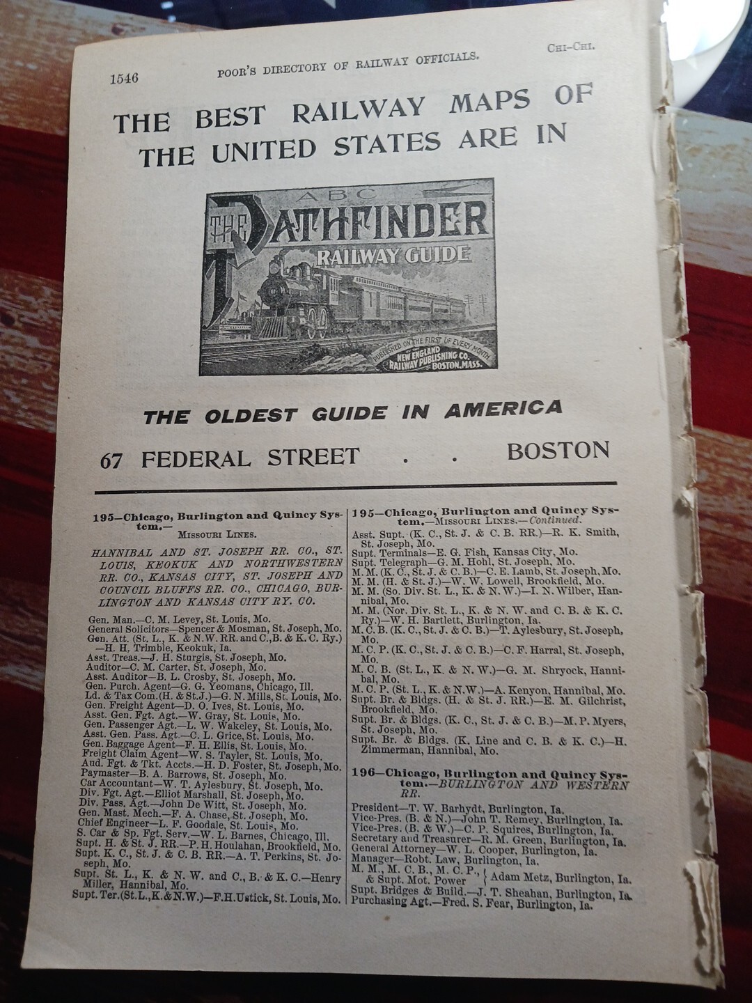 1902 Print Ad PATHFINDER RAILWAY GUIDE Best railroad Maps Boston Massachusetts 