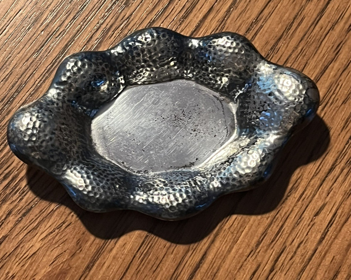 Vintage 925 Sterling Silver Industria Peruana Hammered Trinket Dish 4 x 2.5