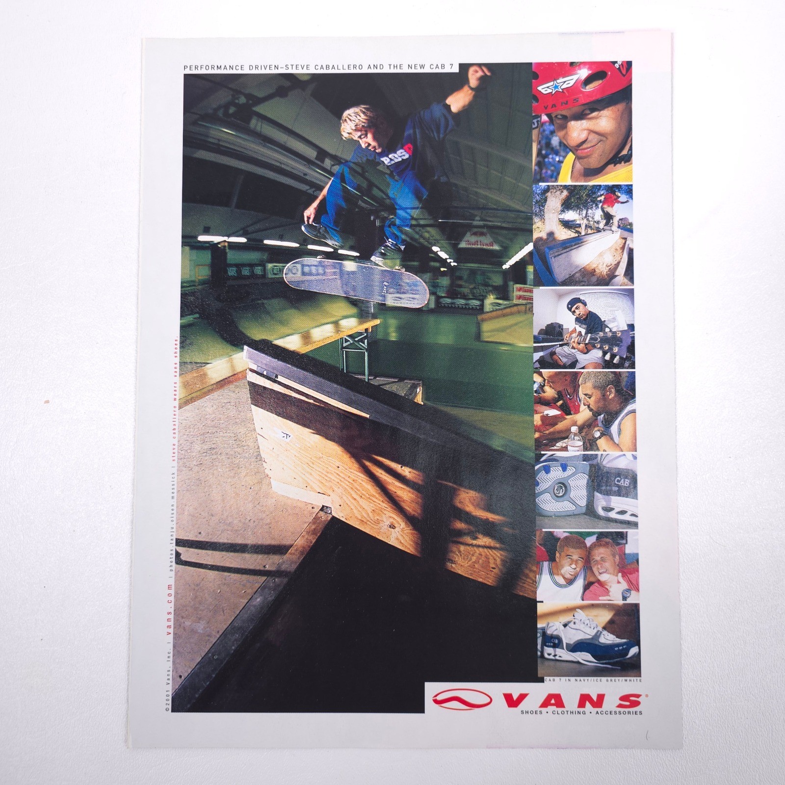 Vintage Vans Skate Print Ad Steve Caballero Cab 7 Skatepark Trick Advertising
