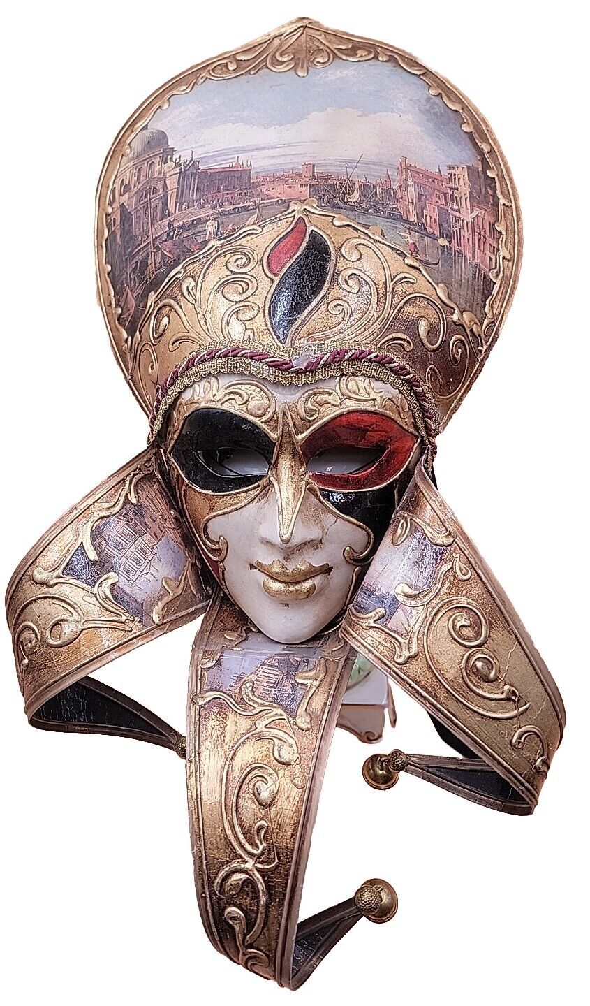Authentic Venetian Mask Carnevale Paper Mache Bauta Italy IVAN MINIO Mardi Gras