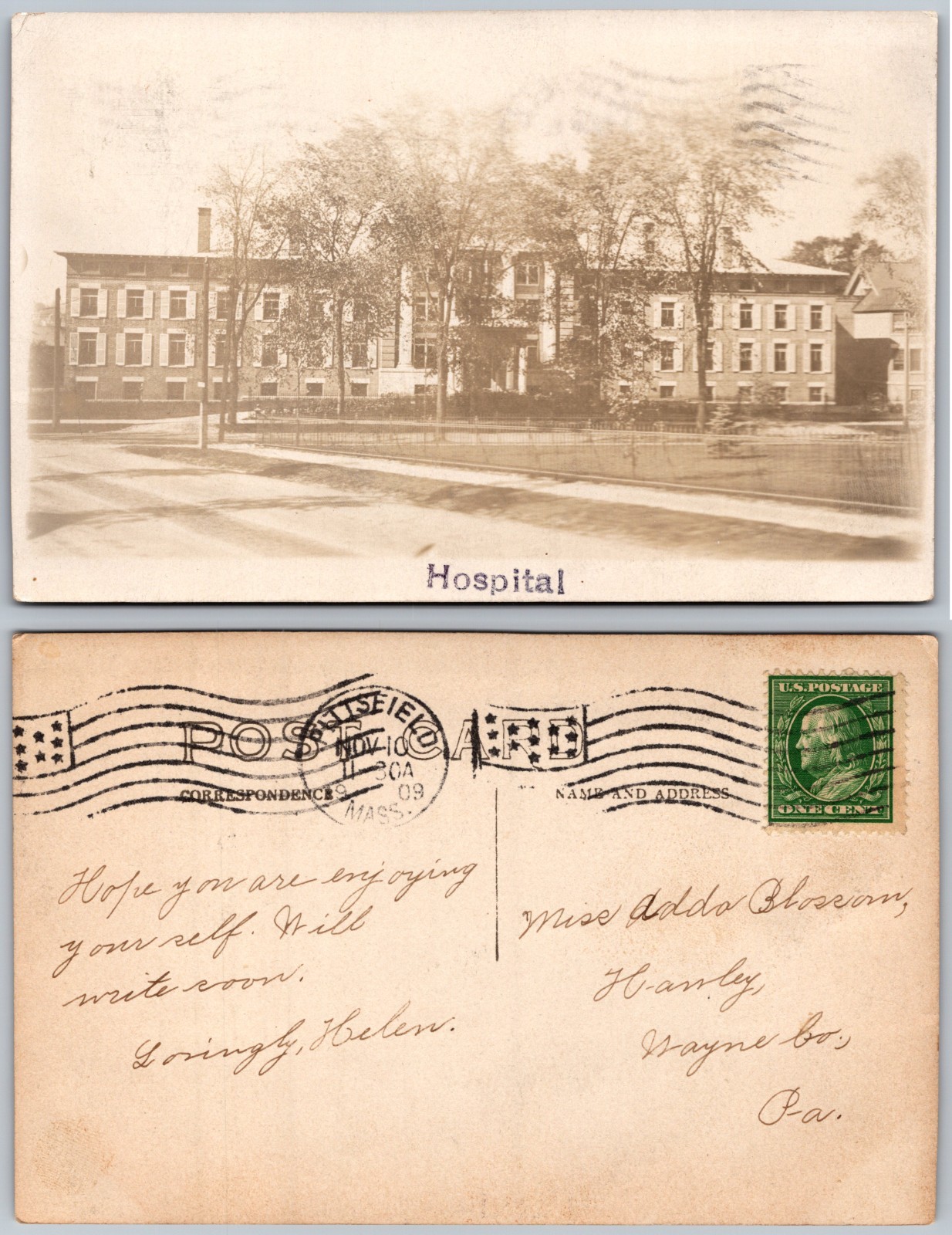 RPPC Hospital Building Photo Postcard