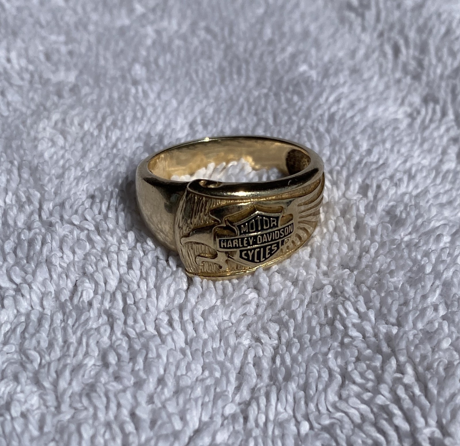 Harley Davidson Man\'s Bar & Shield Ring 10K Yellow Gold Size ~10.5 Harley Davidson Man\'s Bar & Shield Ring 10K Yellow Gold Size ~10.5