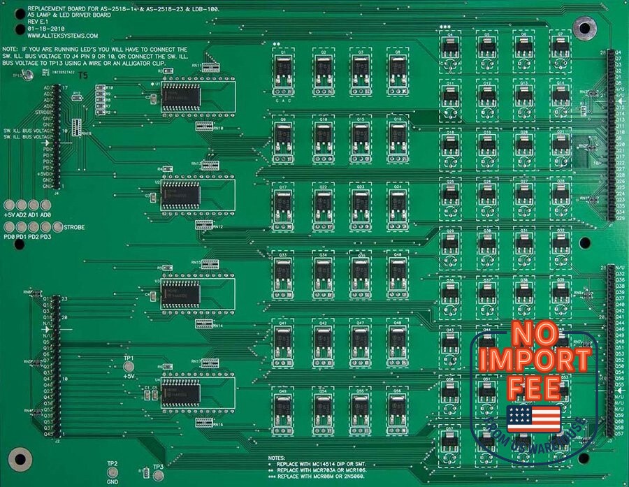 Alltek BALLY, STERN, AND OTHER MANUFACTURES Ultimate Lamp/LED Driver Board -NEW