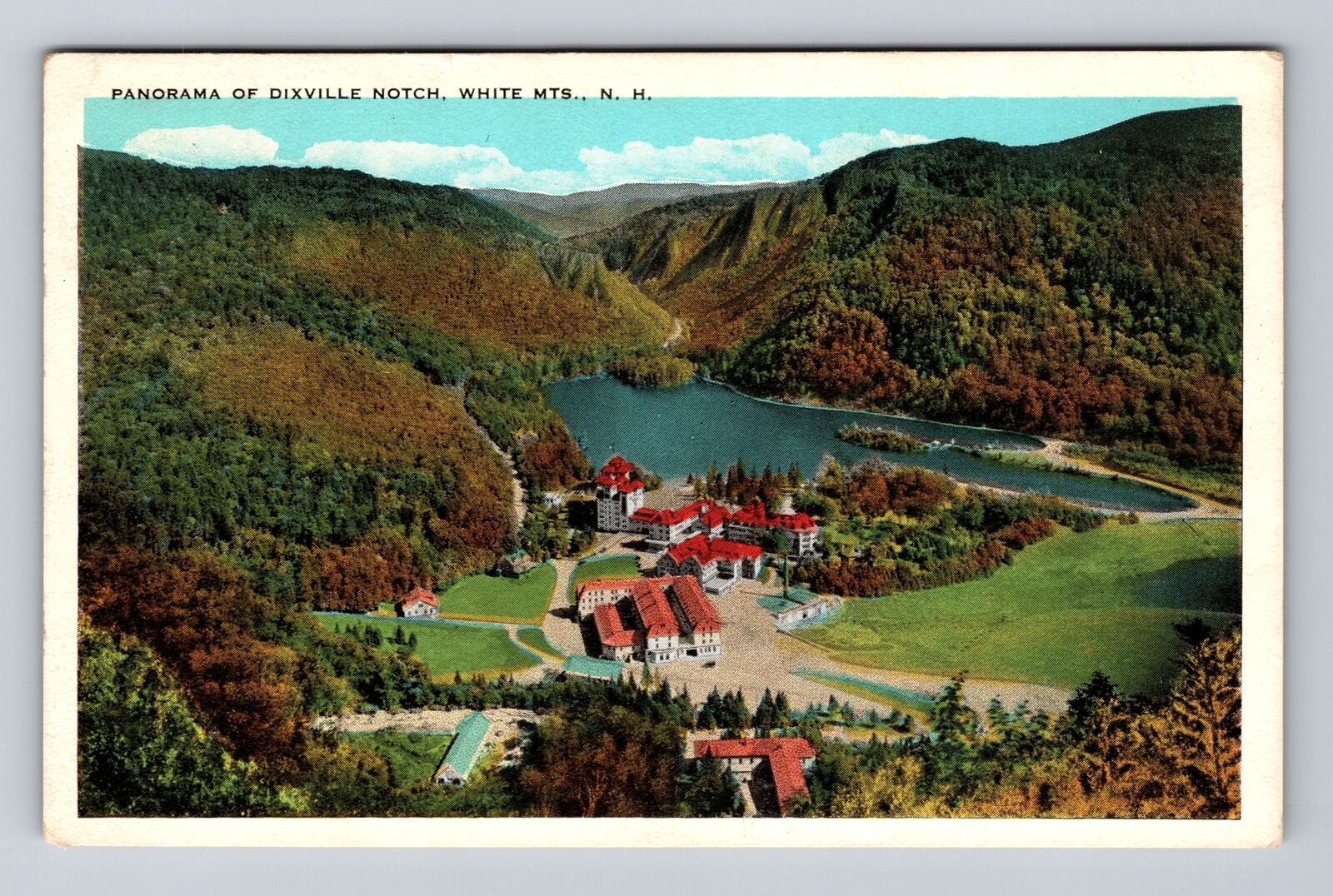 White Mountains NH-New Hampshire, Panorama of Dixville Notch Vintage Postcard