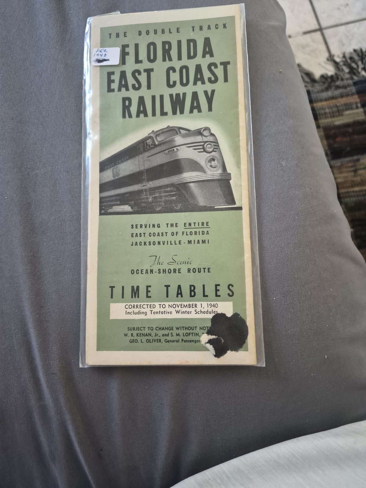 1940 FLORIDA EAST COAST RAILROAD TIMETABLE Complete Mainline Train Schedule