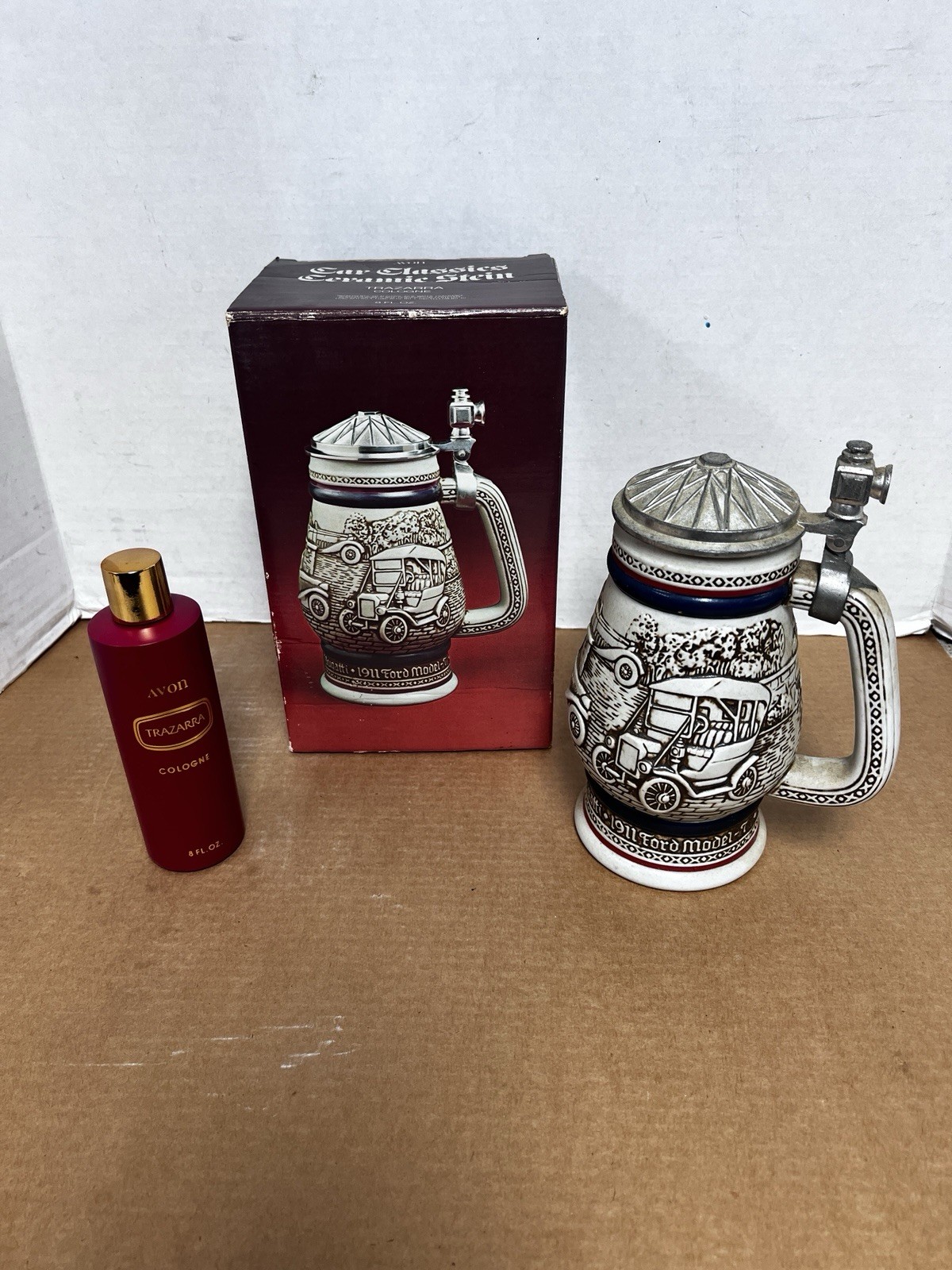 Vintage 1979 Avon Automobile Beer Stein Old Mug W/ Cologne Brazil Caramarte