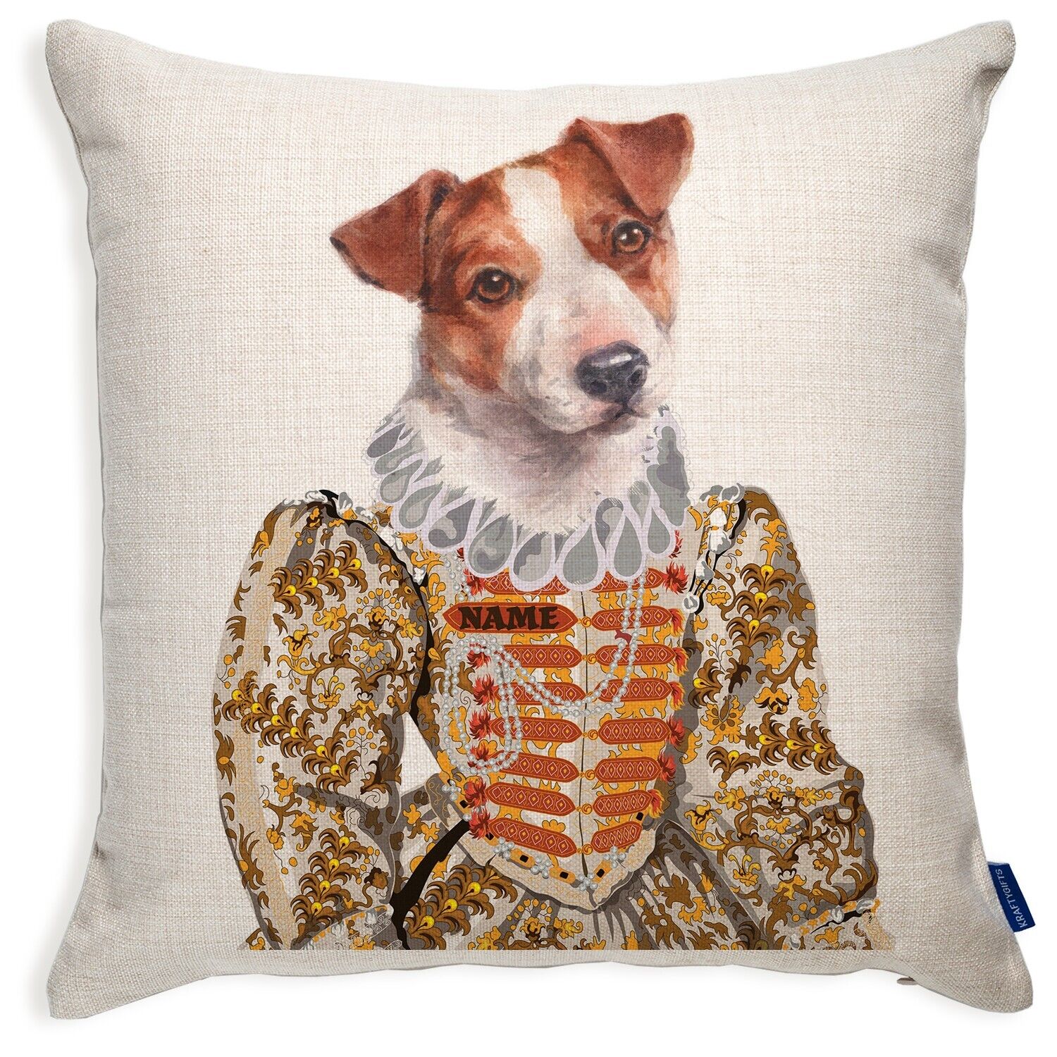 Personalised Jack Russell Cushion Cover Vintage Victorian Dog Decor Gift VDC57
